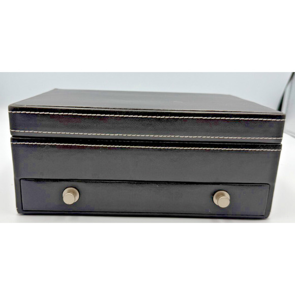 Leatherette Jewelry & Watch Storage Box Organizer w/Drawer - Picture 1 of 7